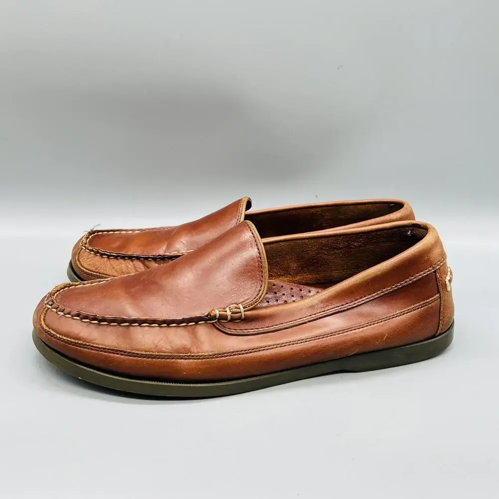 LL Bean Shoes Men 12 Brown Leather Moccasin Loafer Flats Slip On Comfort Classic